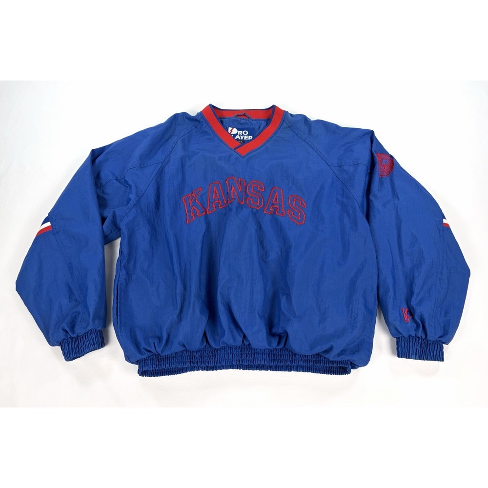 Vintage 90s Pro Player Kansas Jayhawks Pullover Windbreaker Jacket Men's XL